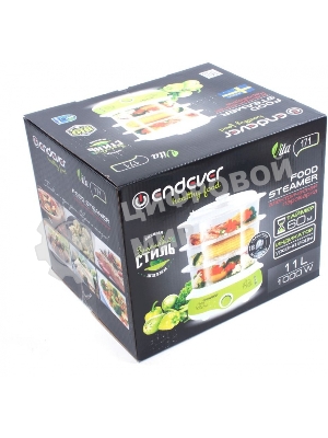 Пароварка электрическая Endever Vita-171, белый/зеленый, мощность 1000 Вт, объем 11 л