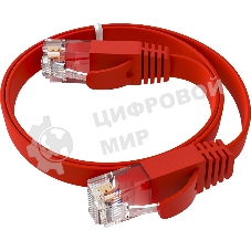 Патч-корд GCR PROF плоский прямой 2.0m, UTP медь cat.6, красный, 30 AWG, ethernet high speed 10 Гбит/с, RJ45, T568B, GCR-52859