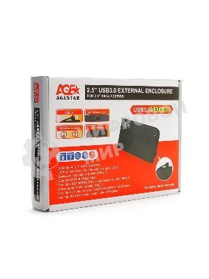 Внешний корпус для HDD/SSD AgeStar 3UB2A14 SATA II пластик/алюминий черный 2.5
