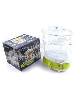 Пароварка электрическая Endever Vita-171, белый/зеленый, мощность 1000 Вт, объем 11 л