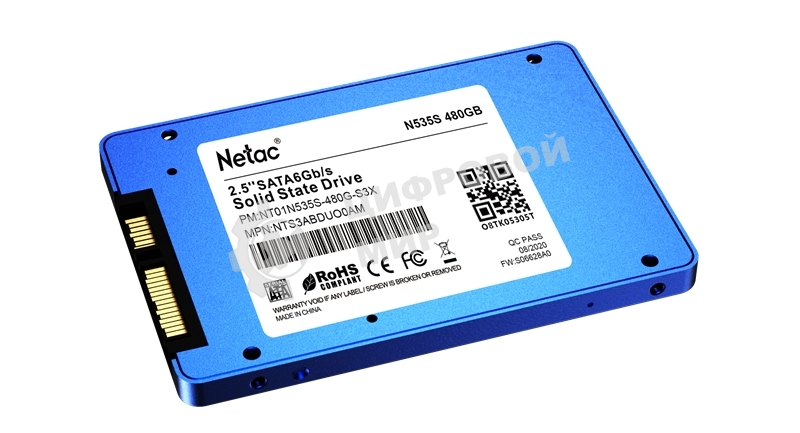 Накопитель SSD Netac N535S, 480Gb, SATA III, 2.5