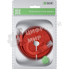 Патч-корд GCR PROF плоский прямой 2.0m, UTP медь cat.6, красный, 30 AWG, ethernet high speed 10 Гбит/с, RJ45, T568B, GCR-52859