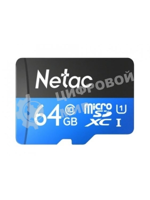 Флеш карта microSDHC 64Gb Netac P500 NT02P500STN-064G-R (с SD адаптером) 80Mb/s