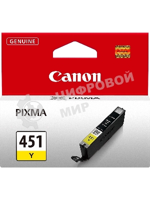 Картридж струйный CLI-451Y (6526B001) для Canon PIXMA iP7240/MG6340/MG5440, Желтый(Yellow), 344стр.