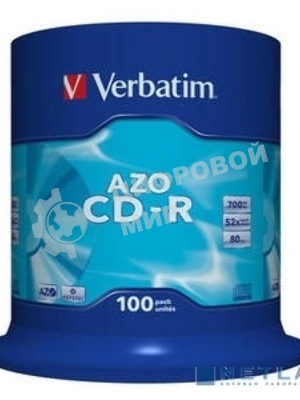 Диск CD-R Verbatim 700Mb 52x 100 шт., DataLife+ Cake Box Pastel Color (43430)
