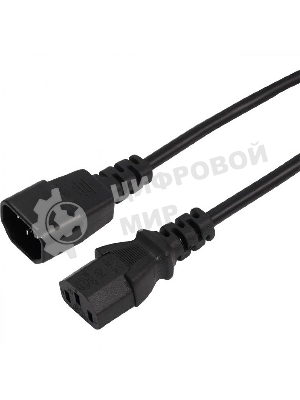 Шнур сетевой Rexant евроразъем C13 - евроразъем C14, кабель 3x0,75 мм², длина 1,5 метра (PE пакет)