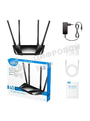 Роутер беспроводной Cudy LT400 N300 10/100BASE-TX/4G cat.4 черный