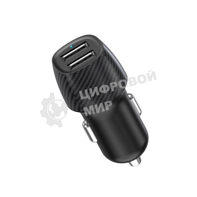 Автомобильное зарядное устройство c двумя портами Rexant (USB-А + USB-A) со световой индикацией, 12Вт, черное