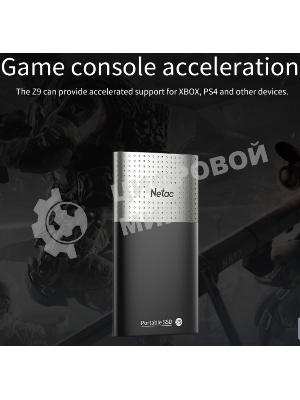 Внешний SSD Netac Z9, 250 Gb, USB 3.2 Gen 2 Type-C, R/W 550/480, черный
