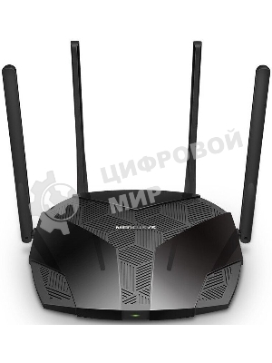 Двухдиапазонный роутер MERCUSYS MR80X AX3000 Wi-Fi 6, до 574 Мбит/с на 2,4 ГГц + до 2402 Мбит/с на 5 ГГц,4 фиксированные внешние антенны, 3 гигабитных порта LAN, 1 гигабитный порт WAN
