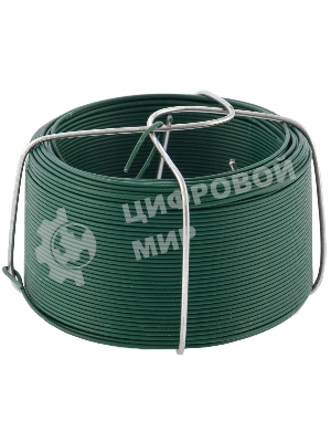 Проволока с ПВХ покрытием Сибртех, зеленая 0,9 мм, длина 50 м