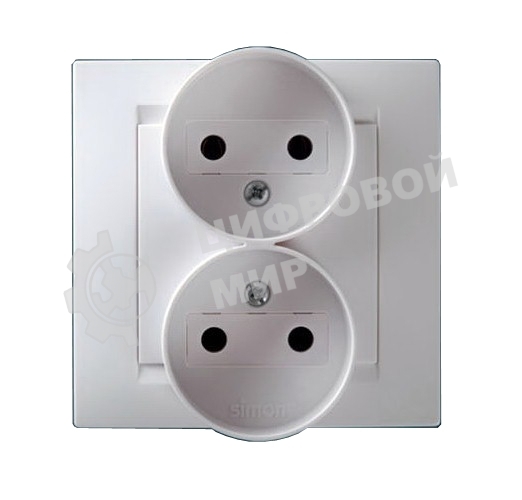 Розетка SIMON 15 1590457-0302-я без заземления белая в сборе с рамкой литая моноблок