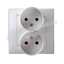 Розетка SIMON 15 1590457-0302-я без заземления белая в сборе с рамкой литая моноблок
