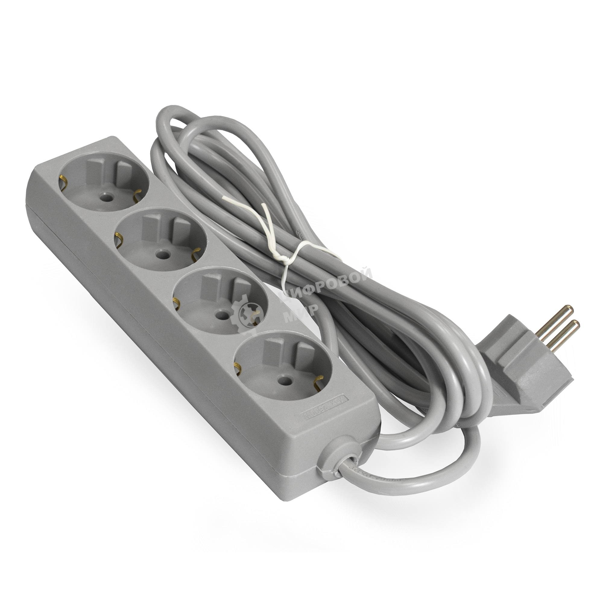 Удлинитель ExeGate ECE-4-3G (EX285814RUS), серый, 3 м, евровилка с заземлением, 4 евророзетки с заземлением, 2200 Вт