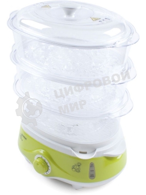 Пароварка электрическая Endever Vita-171, белый/зеленый, мощность 1000 Вт, объем 11 л