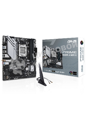 Материнская плата ASUS PRIME B650M-A WIFI II, AM5, AMD B650, 4xDDR5, 4xSATA, 2xM.2, 1xPCI-E 4.0 x16, 2xPCI-E 4.0 x1, 1xHDMI, 1xDP, 1xVGA, 1x 2.5Gb LAN, 2xUSB-A 3.2 Gen 2, 2xUSB-A 3.2 Gen 1, 4xUSB-A 2.0, 3x3.5 мм, 7.1, Micro-ATX