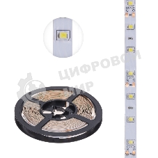 Лента светодиодная 5 м 12 В 2835 6500 К IP23 60 LED/м для БП с клеммами LAMPER