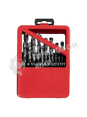 Набор сверл Matrix по металлу 1-10 мм hss 19 шт метал. коробка цил. хвостовик