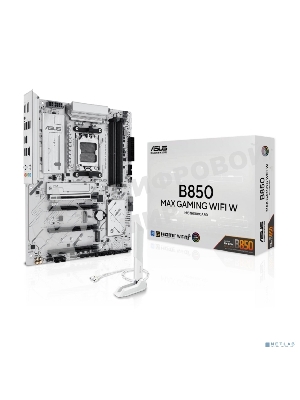 Материнская плата ASUS B850 MAX GAMING WIFI W, AM5, AMD B850, 4xDDR5, 4xSATA, 3xM.2, 1xPCIe 5.0 x16, 1xPCIe 4.0 x4, 2xPCIe 3.0 x1, 1xDisplayPort, 1xHDMI, 1x2.5Gb LAN, Wi-Fi 6E, Bluetooth 5.3, 1xUSB-C 10Gbps, 3xUSB-A 10Gbps, 2xUSB-A 5Gbps, 2xUSB-A 2.0, 3x3.5 мм, 7.1, ATX