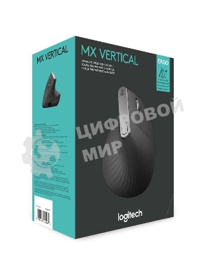 Мышь беспроводная/проводная Logitech MX Vertical графитовый, 4000 dpi, радиоканал, Bluetooth, USB, кнопки - 6