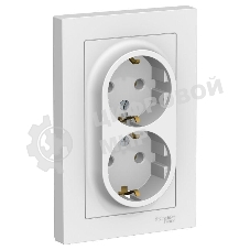 Розетка 2-м AtlasDesign с заземл. 16А в сборе белый SchE ATN000124