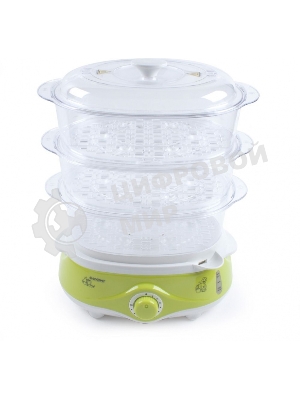 Пароварка электрическая Endever Vita-171, белый/зеленый, мощность 1000 Вт, объем 11 л