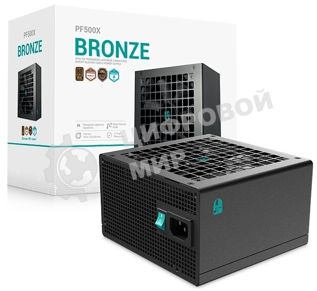 Блок питания Deepcool/GamerStorm PF500X 500W (ATX, 80 PLUS Bronze, APFC, 20+4P, 2xPCIe 6+2P, 2хMolex, 6xSATA, 12cm fan) (R-PF500X-HD0B-WGEU)
