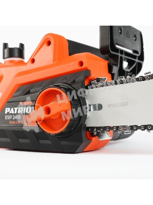 Пила цепная электрическая Patriot ESP 2418, 2400Вт, 18'/45 см, 3/8, 1,3мм 62 зв, плавный пуск, бесключевая натяжка цепи, термозащита
