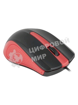 Мышь проводная Oklick 225M черный/красный, 1200 dpi, USB, кнопки - 3