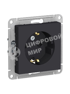 Механизм розетки 1-м СП AtlasDesign с заземл. защ. шторки 16А карбон SchE ATN001045