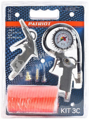 Набор пневмоинструмента Patriot KIT 3C, 3 предмета+3 сопла