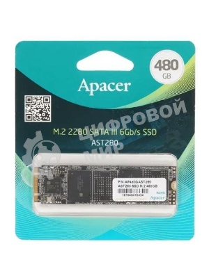 Накопитель SSD Apacer AST280, 480Gb, M.2 2280, SATA III, R/W 520/495