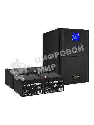 Комплект Источник бесперебойного питания EX295990RUS + батарея 26Aч EX282970RUS 4шт (инвертор, синус, для котла) ExeGate SineTower SZ-3000.LCD.AVR.3SH.1C13.RJ.USB <3000VA/2400W, чистый синусоида, LCD дисплей, AVR, 3*Schuko+1*C13, RJ45/11, USB, линейно-интерактивный, черный> + батарея ExeGate DT 1226 (12В, 26А·ч) 4шт
