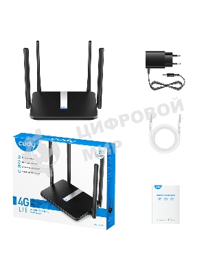 Роутер беспроводной Cudy LT500 AC1200 10/100BASE-TX/4G cat.4 черный