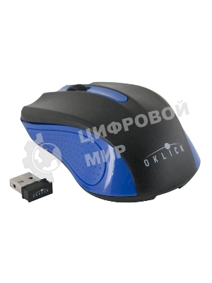 Мышь беспроводная Oklick 485MW черный/синий, 1200 dpi, радиоканал, USB, кнопки - 3