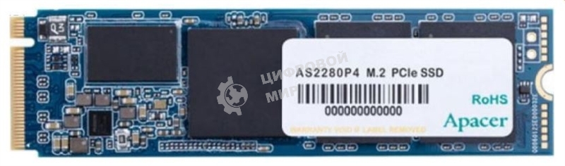 Накопитель SSD Apacer AS2280P4, 512Gb, M.2 2280, PCIe 3.0 x4, NVMe, R/W 2100/1500
