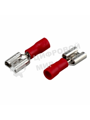 Клемма плоская Rexant, изолированная гнездо - 7.4 мм, 0.5-1.5 мм², (РПи-м 1.5-(6.3)/РПИм 1,25-250/FDD1.25-250), в упак. 10 шт.