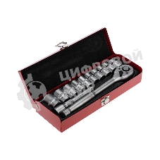 Набор торцевых головок Rexant 1/2, головки 10-24 мм, с трещоточным ключом, 12 предметов