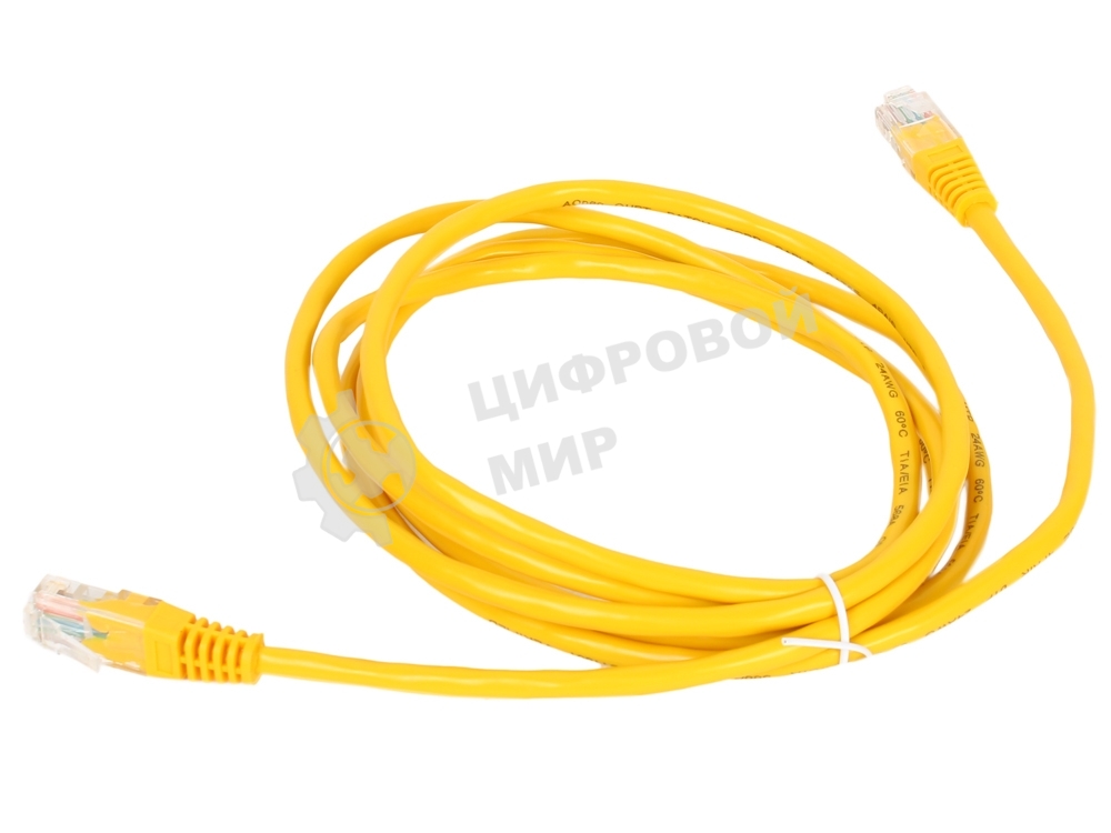 Патч-корд литой Aopen/Qust UTP кат.5е 2м желтый 