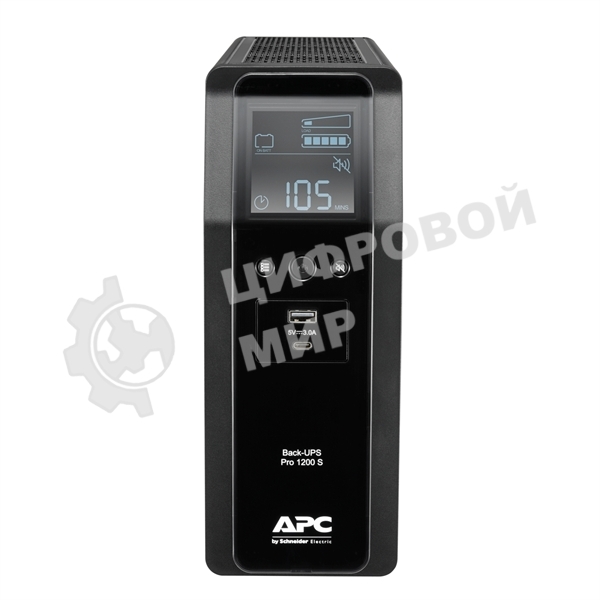 Источик бесперебойного питания APC  Back-UPS Pro BR 1200VA/720W, Sinewave,8xC13 Outlets(2 Surge & 6 batt.), AVR, LCD, Data/DSL protect, USB
