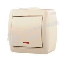 Выключатель 1-кл. ОП Ната 10А IP20 с подсветкой крем. LEZARD 710-0300-111