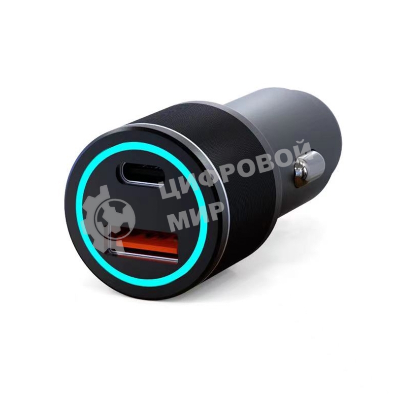 Автомобильное зарядное устройство c двумя портами Rexant (USB-C + USB-A) c LED-подсветкой, 48Вт