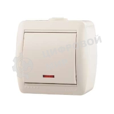 Выключатель 1-кл. ОП Ната 10А IP20 с подсветкой белый LEZARD 710-0200-111