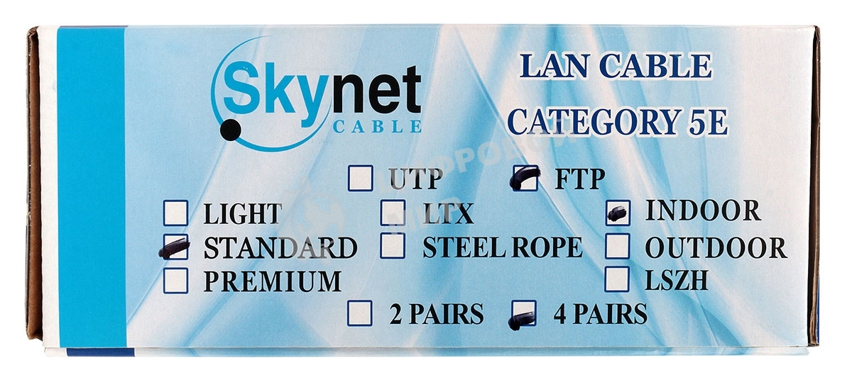 Кабель SkyNet Standart FTP indoor 4x2x0,48, медный, FLUKE TEST, кат.5e, однож., 100 м, box, серый