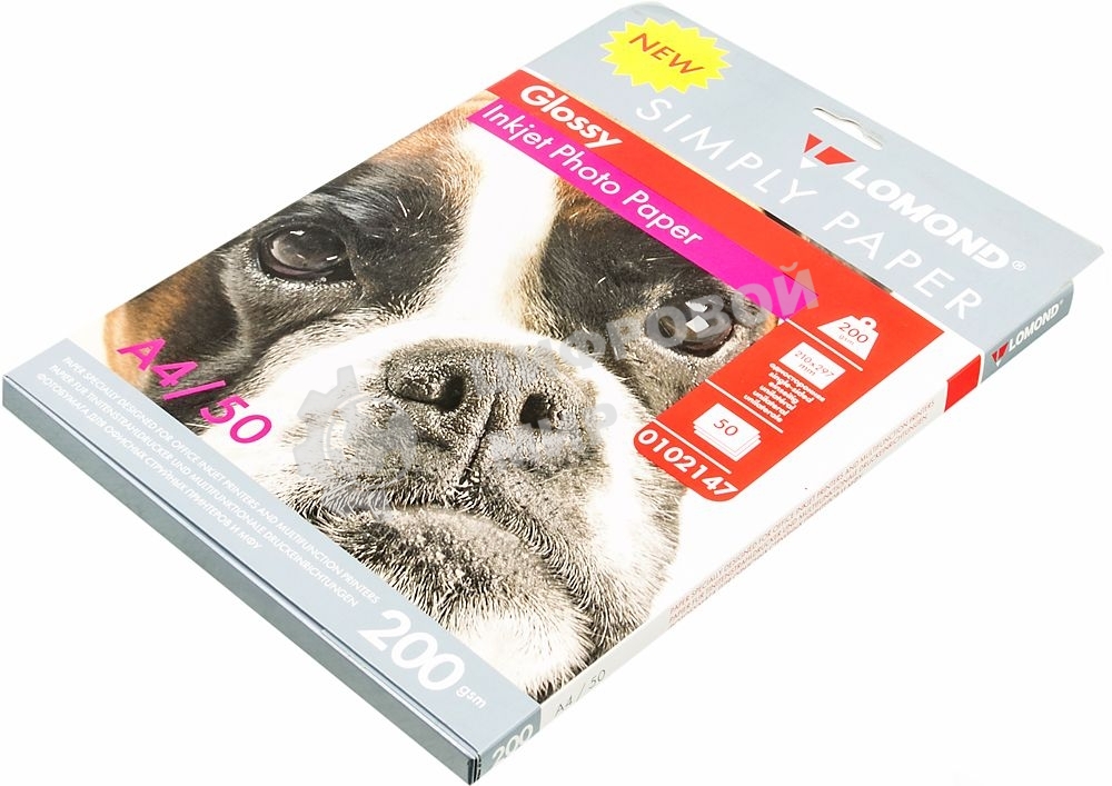 Фотобумага Lomond Simply 0102147 A4/200г/м2/50л./белый CIE148% глянцевое для струйной печати