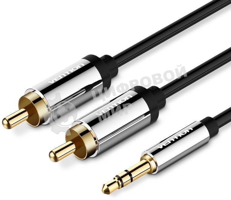Кабель Vention аудио Jack 3,5 мм M/2RCA M - 5 м черный