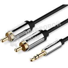 Кабель Vention аудио Jack 3,5 мм M/2RCA M - 5 м черный