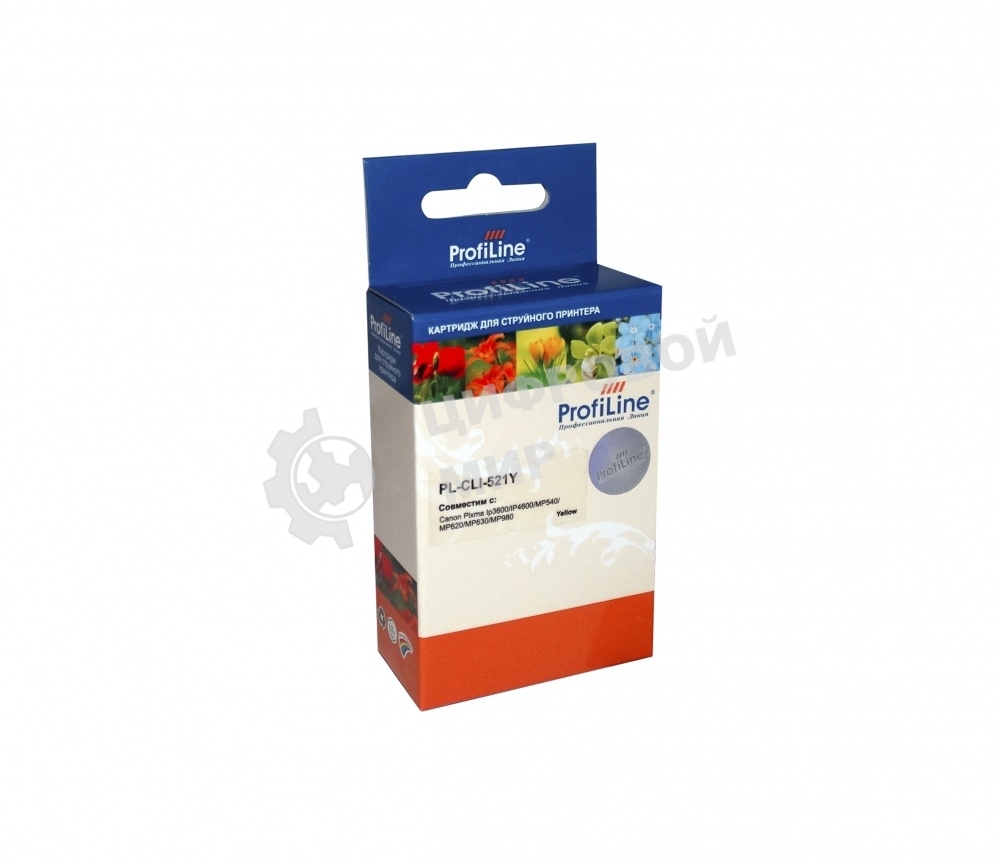 Картридж струйный ProfiLine PL-CLI-521Y для принтеров Canon Pixma IP3600/IP4600/MP540/MP550/MP620/MP630/MP980 с чипом водн