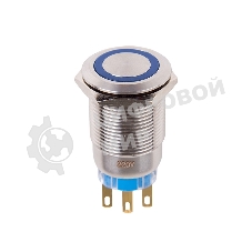 Кнопка антивандальная Rexant Ø19 12В Фикс (5с) ON-OFF/OFF-ON подсв/синяя