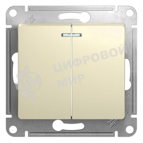 Механизм выключателя 2-кл. СП Glossa 10А IP20 10AX с подсветкой беж. SchE GSL000253